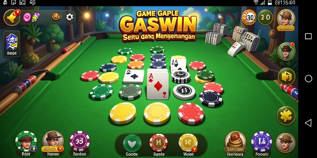 Tampilan gameplay Gaple yang seru dan menarik di GASWIN.