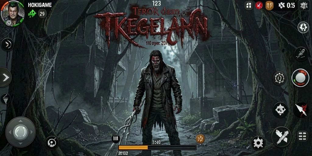 Tampilan gameplay mencekam dan menegangkan di HOKIGAME.