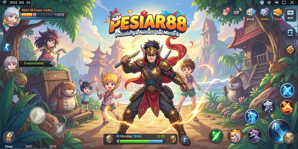 Screenshot PESIAR88 menampilkan pertarungan karakter anime yang mendebarkan.