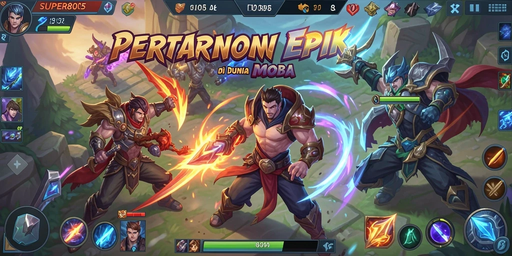 Tampilan gameplay dinamis dari SUPER805 dalam pertarungan tim.