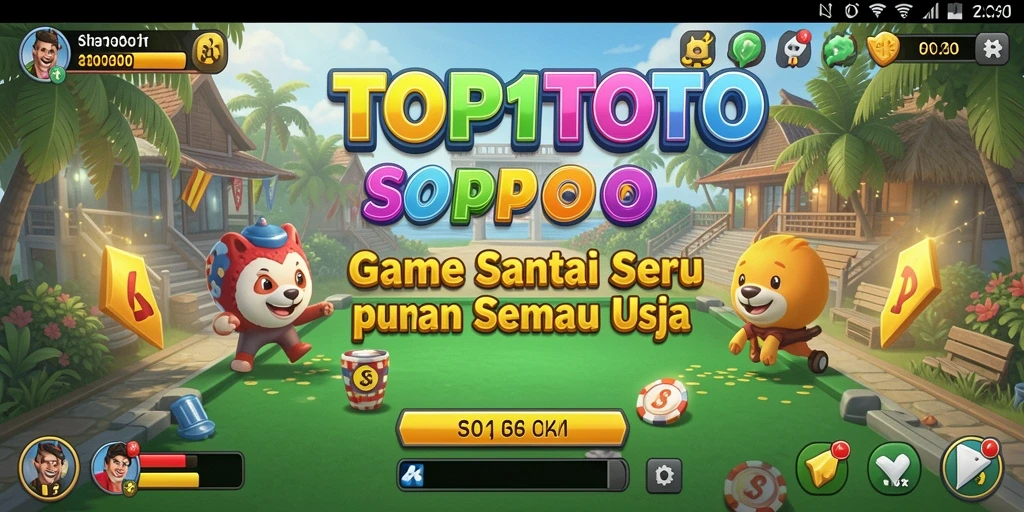 Screenshot utama menunjukkan gameplay ceria dan penuh warna dari TOP1TOTO.
