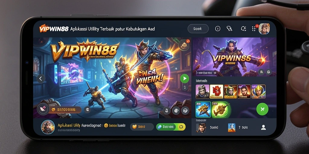 Screenshot utama VIPWIN88 menampilkan antarmuka aplikasi yang user-friendly.